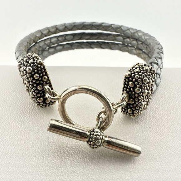 Michael Dawkins Jewelry - Michael Dawkins Bracelet Starry Night Braided Leather 3 Strand Sterling Silver